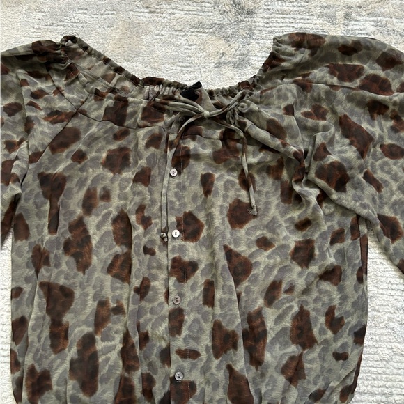 Olivaceous Olive Green/Brown Sheer Crop Top Size L - Picture 6 of 12